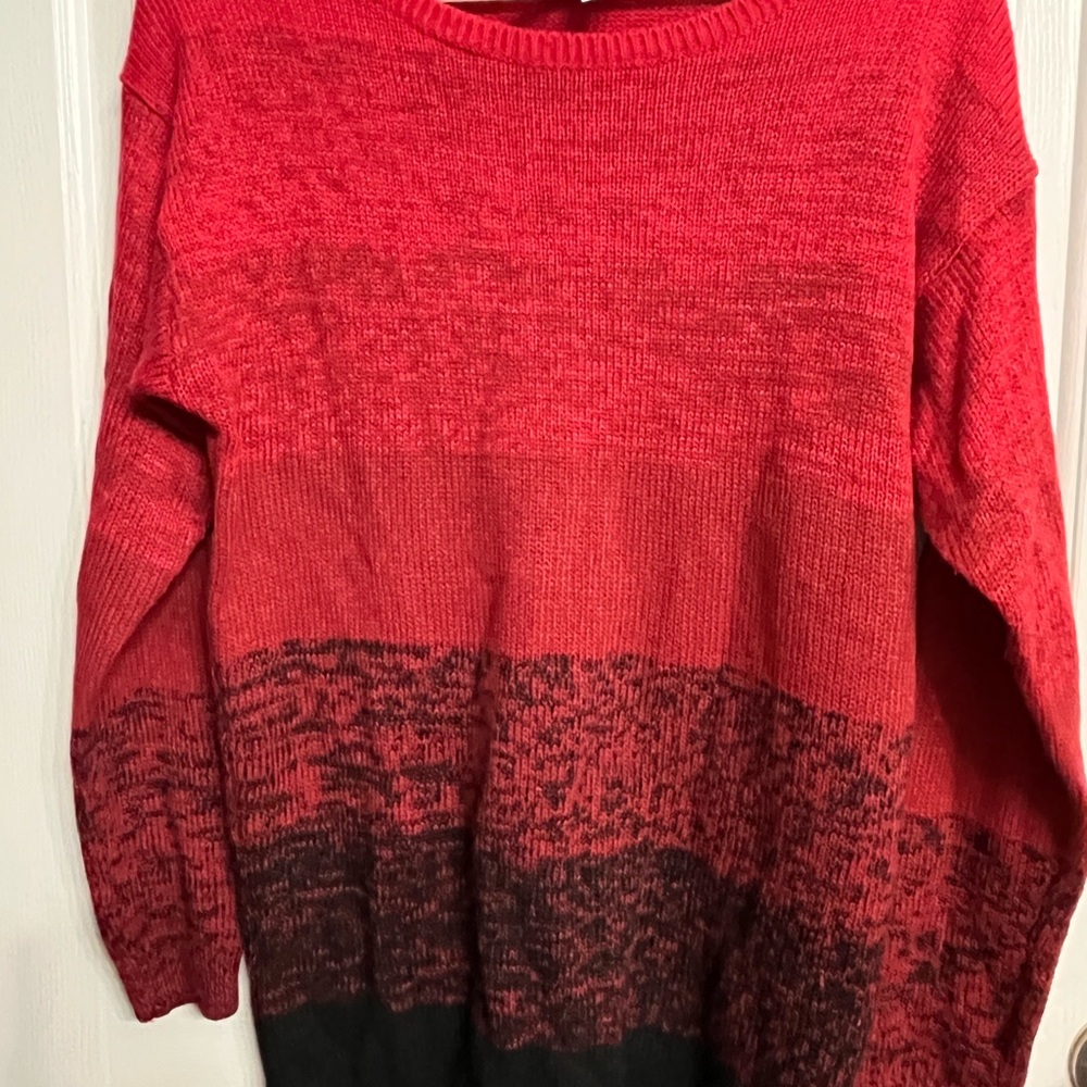 Divided Red and Black Ombre Women's Sweater